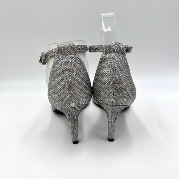 Bandolino Womens Size 8.5 Silver Sparkly Stiletto Dress Sandals Heels Shoes - Picture 7 of 12